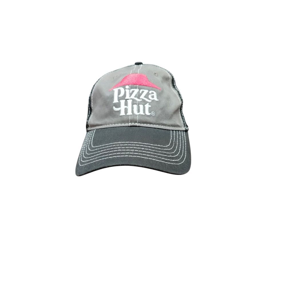 Pizza‎ Hut Hat Cap Unisex Black Strapback Mesh Back Employee Uniform Adjustable